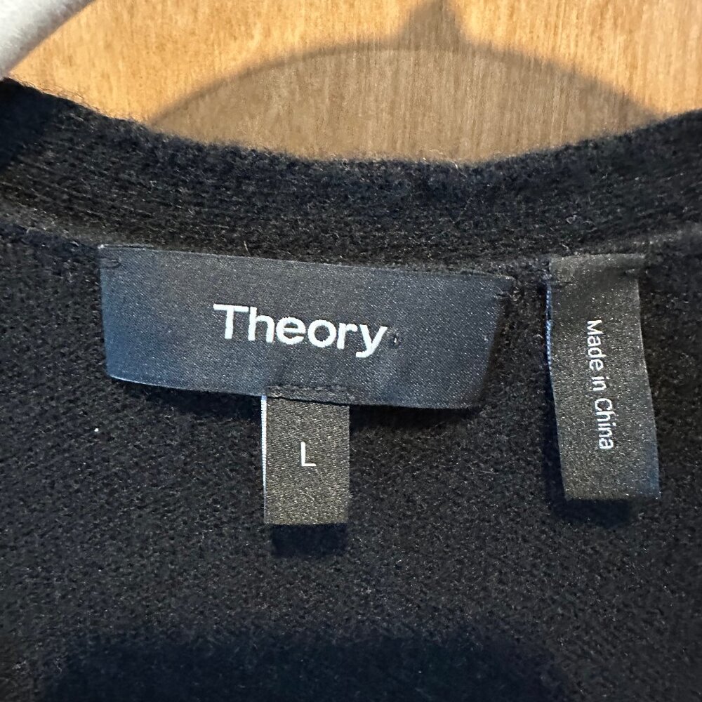 Theory Torina 100% Cashmere Sleeveless Duster Cardigan Vest in Black Women's L - Picture 5 of 5